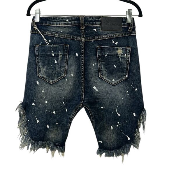 One Teaspoon Revolve Distressed Frayed Hem Blue Jean Shorts(Size 26) - Picture 2 of 8